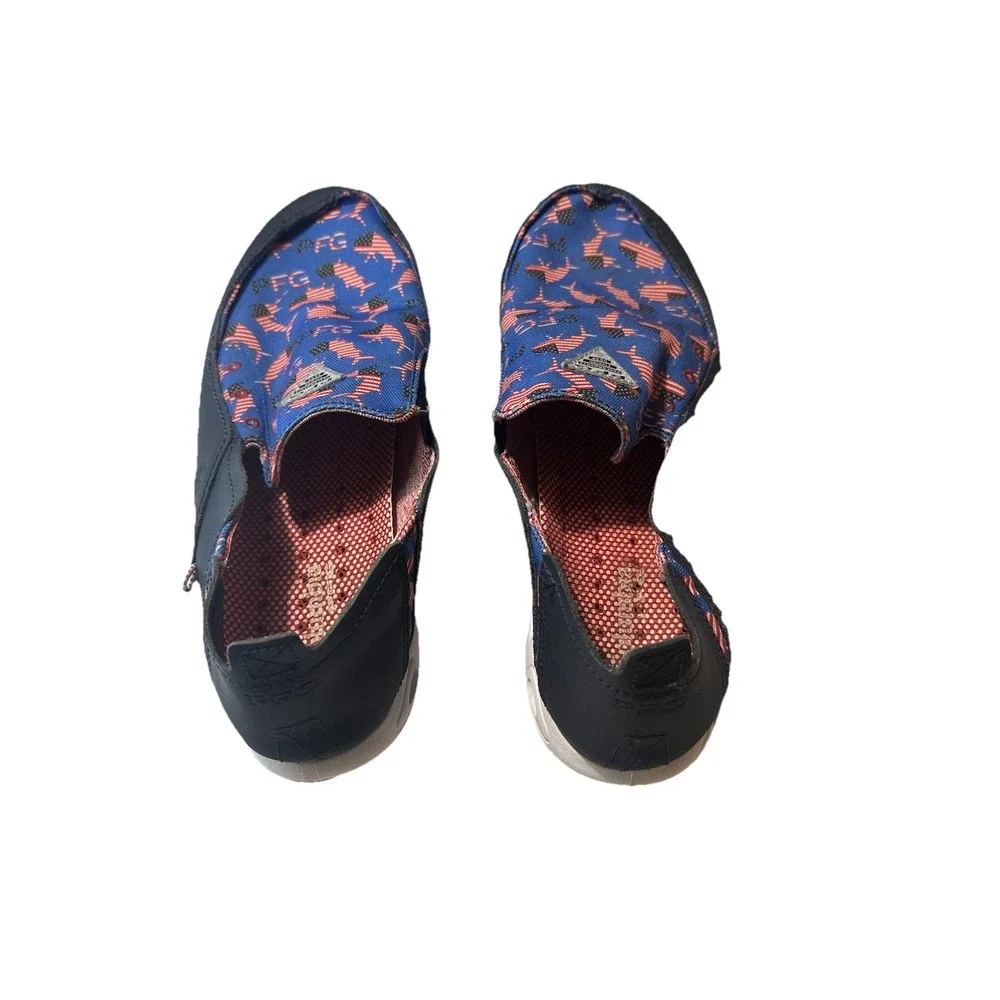 Columbia Mens PFG Slip On Shoes Canvas American Flag Fish Bahama Vent Boat Sz 12